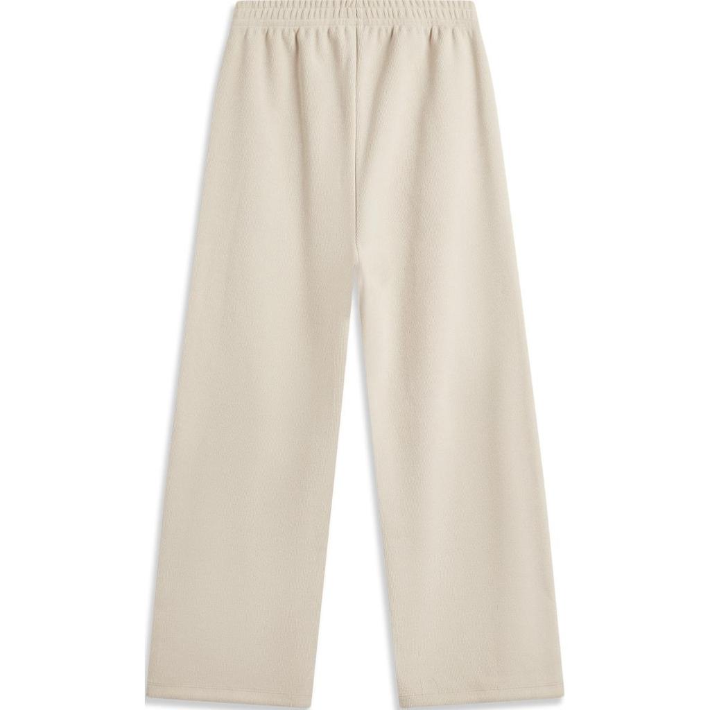 Li-Ning Удобные повседневные однотонные простые свободные прямые трикотажные спортивные брюки женские плавки овсяно-серого цвета AKLU842-1