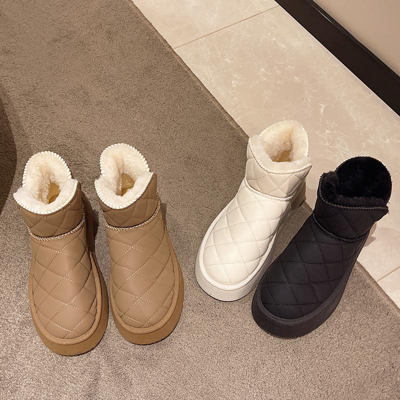 Зимние водонепроницаемые теплые короткие зимние ботинки на толстой подошве для женщин