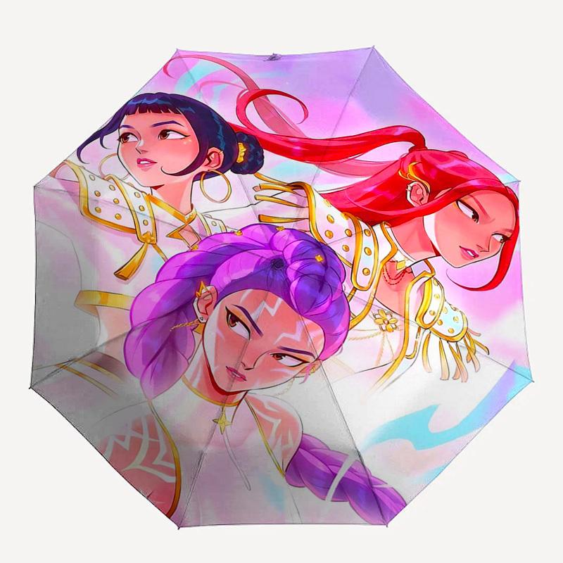 1pc Rainbow Princess Outdoor Umbrella - Automatic Opening/Closing, 3-Fold Design, 8-Bone Iron Frame, Perfect Gift for Fans & Travelers.N002
