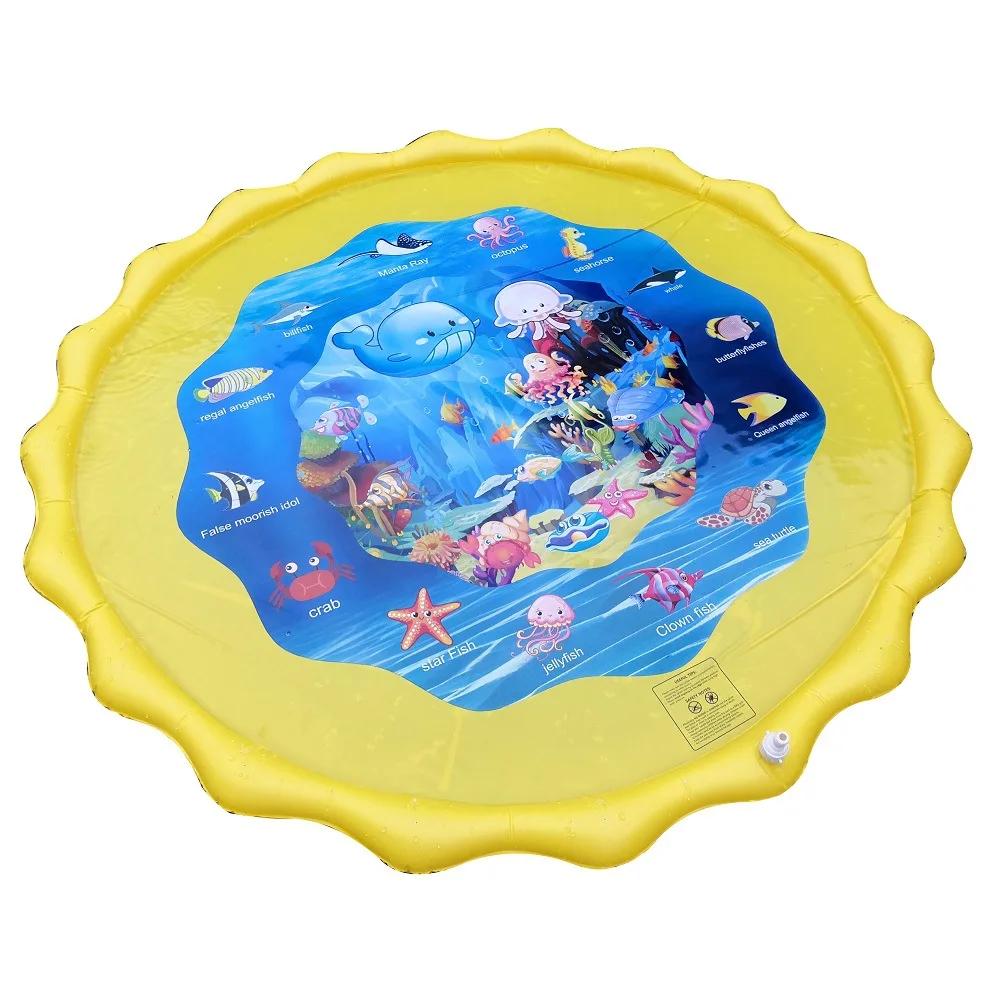 100 см Летний детский игровой коврик для воды, игры, пляжный коврик, надувная подушка с распылением воды, игрушки, наружный таз, бассейн