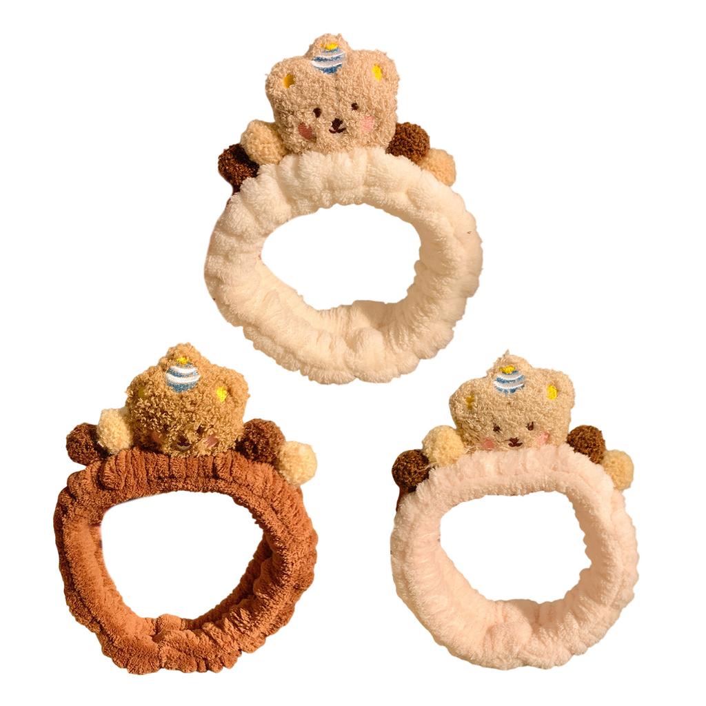 Lovely Plush Bear Headband for Adult Teens Face Washing Birthday Party Gathering Headpiece Women Skincare Hair Accessory