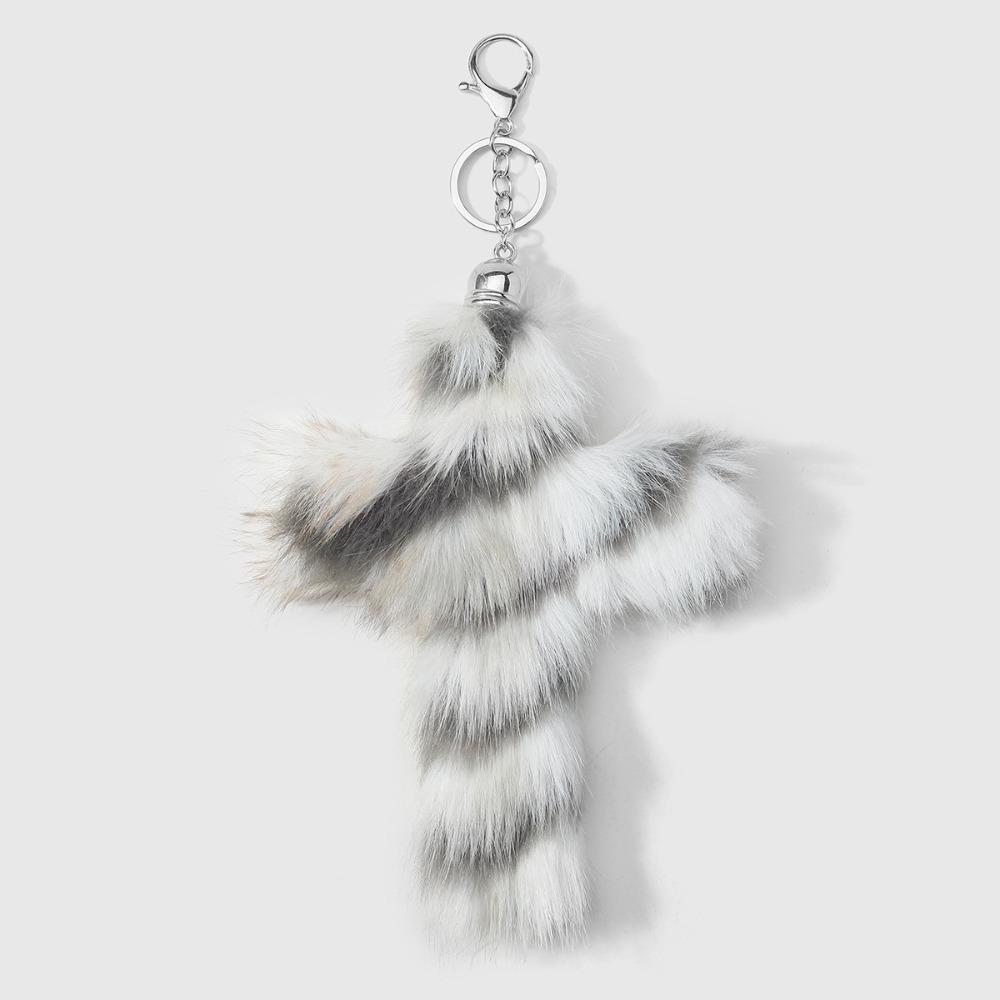 Plush Keychain Accessories Zebra Print Bag Pendant Aesthetic Cross Keychain Goth Jewelry