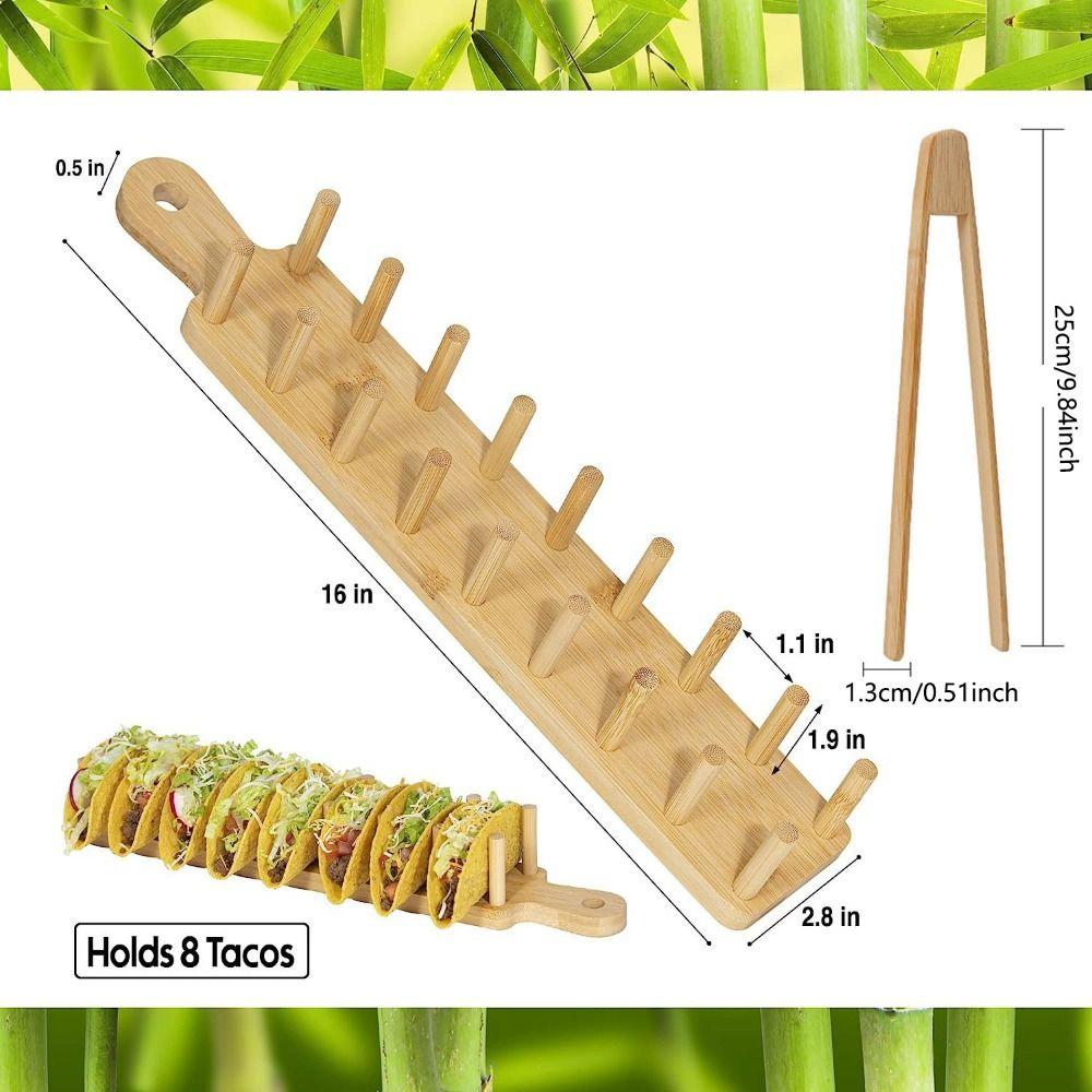 Handle Taco Plates Rack Eco Friendly Taco Tray Organizer Vintage Wood Taco Holder Party