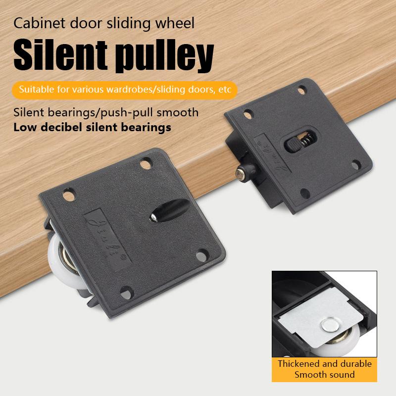 2 пары пластиковых роликов для раздвижных дверей для шкафа, черные ролики для раздвижных дверей, ролики для шкафа из нейлона, подвесные ролики