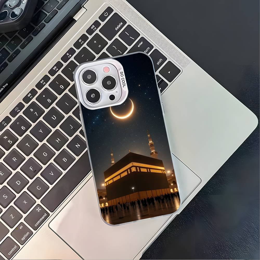 Moslem and kaaba Phone Case For iPhone 17,16,15,14,13,12,11,Pro,XS,Max,Plus,Mini,SE4,E White Matte Shockproof Cover