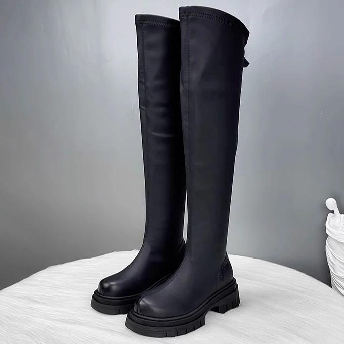 Женские модные ботинки Нескользящие на молнии Снежные ботинки на платформе Высокие ботинки Уличные Ботинки до колена на высоком каблуке Женские Весенние Популярные Готические ботинки