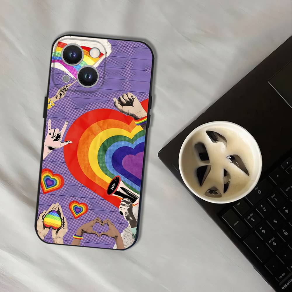 Чехол для телефона L-Лесбиянка ЛГБТ Радужный Прайд Для iPhone 17,16,15,14,13,12,11,Pro,XS,Max,XR,Plus,E,SE4,Mini Черный Мягкий Чехол