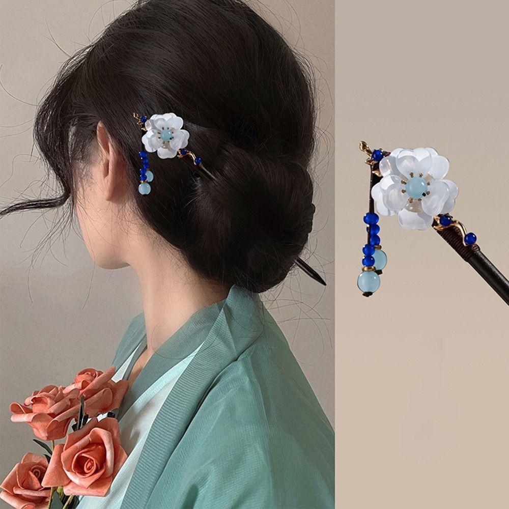 Disk Hair For Ladies Hair Accessories Flower Hair Sticks Wooden Hair Fork Chinese Style Hairpin