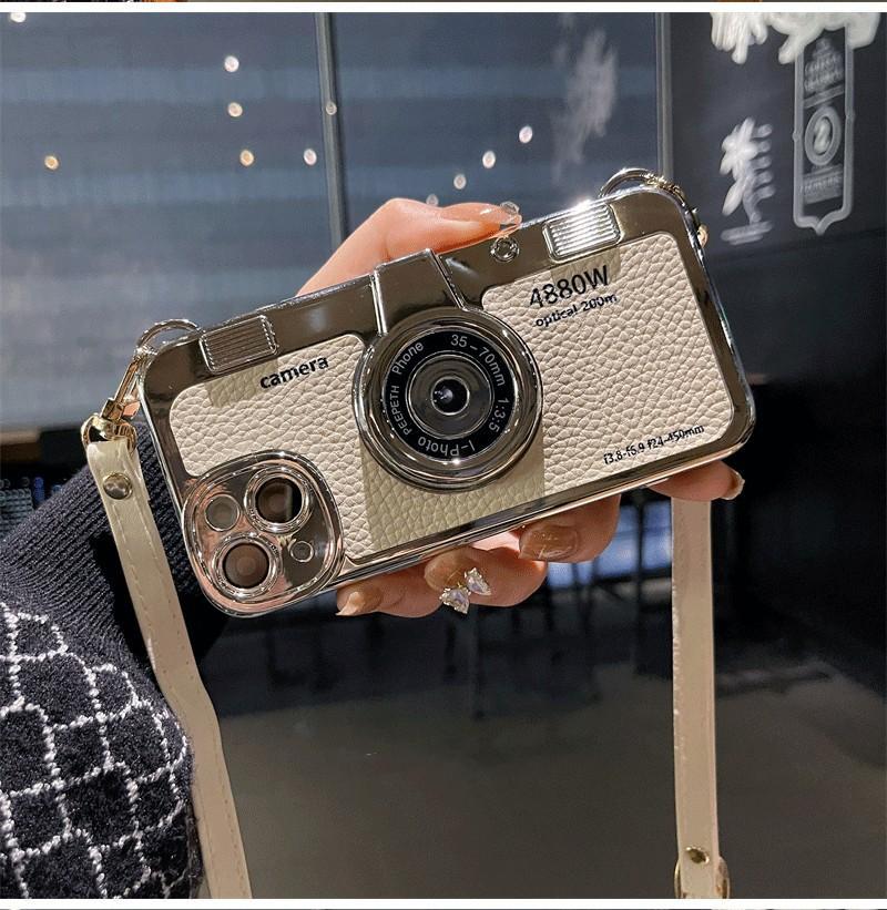 Креативный роскошный 3D ретро чехол для телефона с камерой для iPhone 14 13 12 11 Pro Max 14plus милый мягкий чехол для телефона из ТПУ со шнурком на заднюю крышку