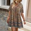 Women's Summer V-neck Print Casual Fashion Short-sleeved Dress