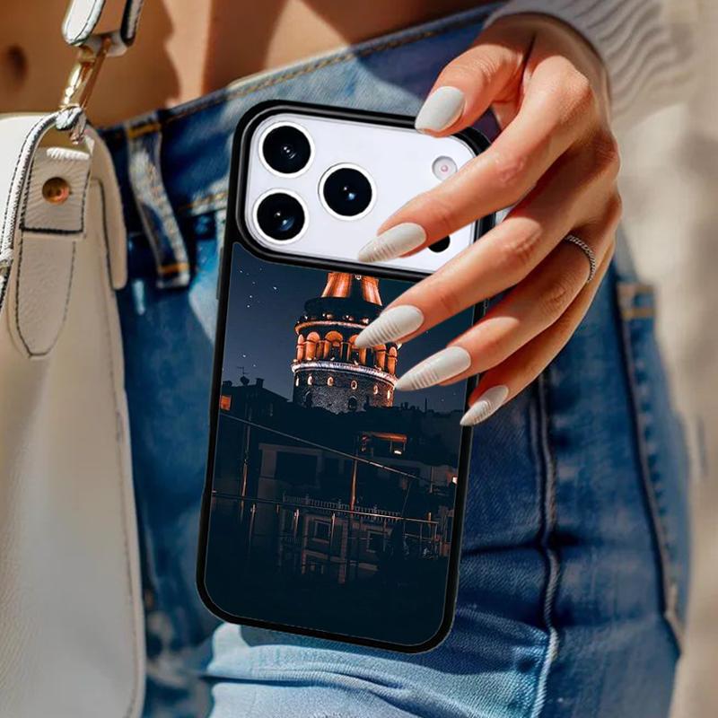 Турция Галатская башня Чехол для телефона Для iPhone 17 Air 14 15 13 12 Max Чехол Для Apple 16e 11 Pro Max Plus Coque