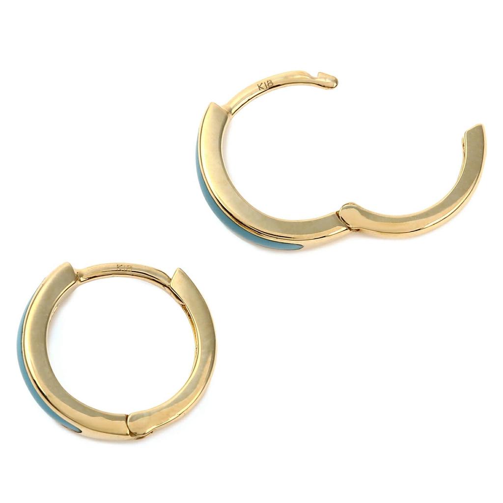 Товары 18K серьги-кольца бирюзовые бирюзовые на оба уха золотые [Happy Shop] мужские женские