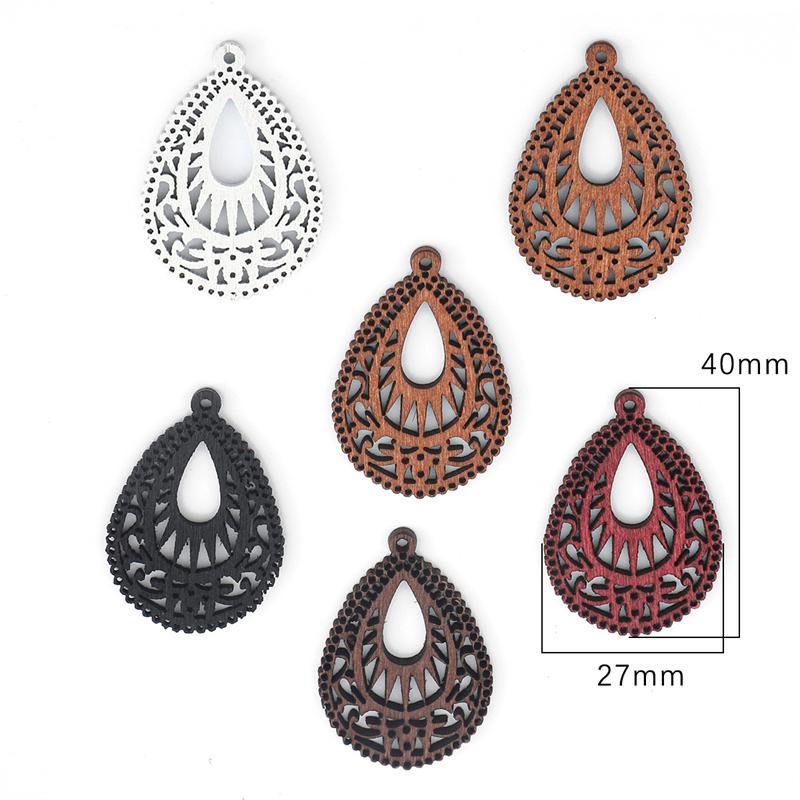 10шт деревянные полые резные орнамент аксессуары для DIY серьги ювелирных изделий ремесло