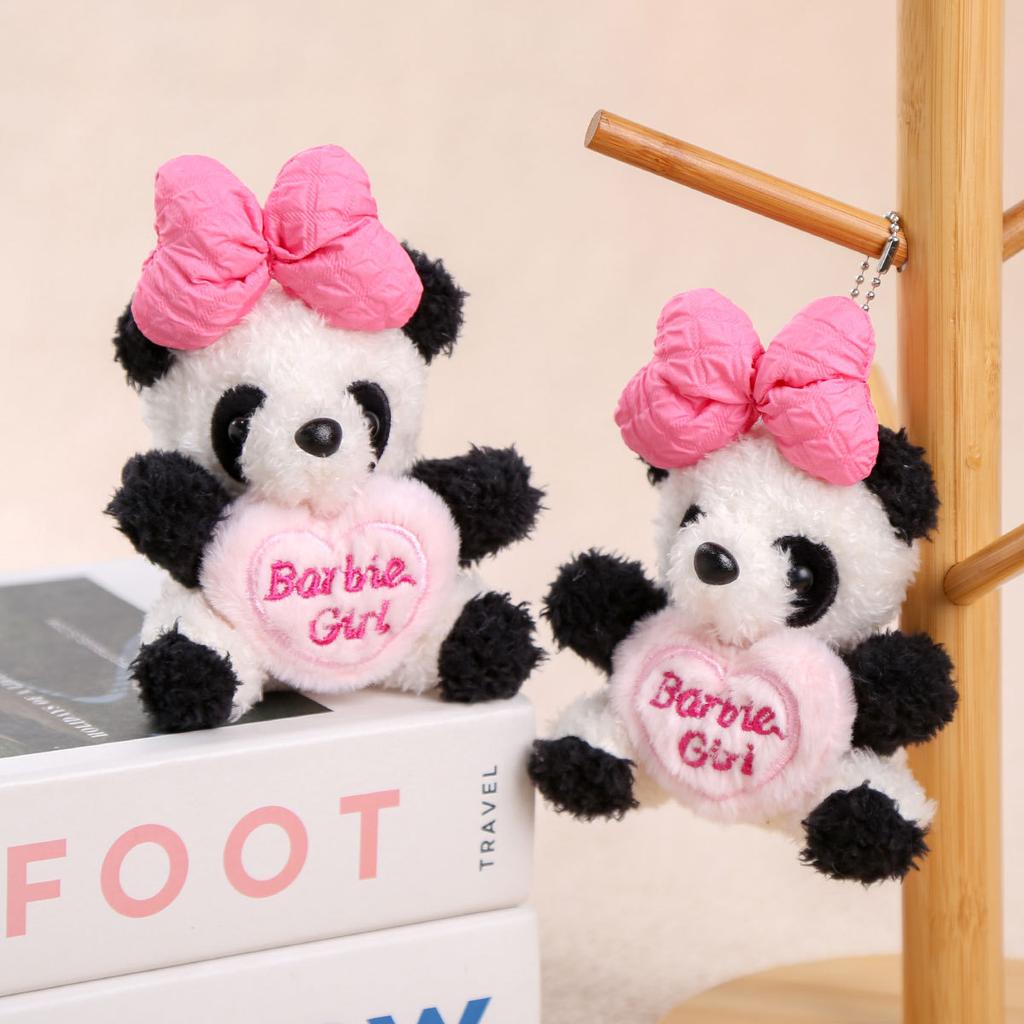 Bow love panda doll cute doll doll pendant girl bag pendant plush toy keychain