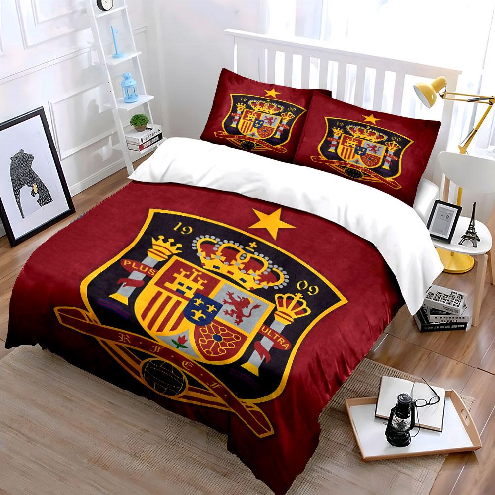 Spain Football Team Bedding Set Bedding Duvet Cover Set Duvet Cover Pillowcases (1 * Duvet Cover 2 * Pillowcases, without duvet insert)