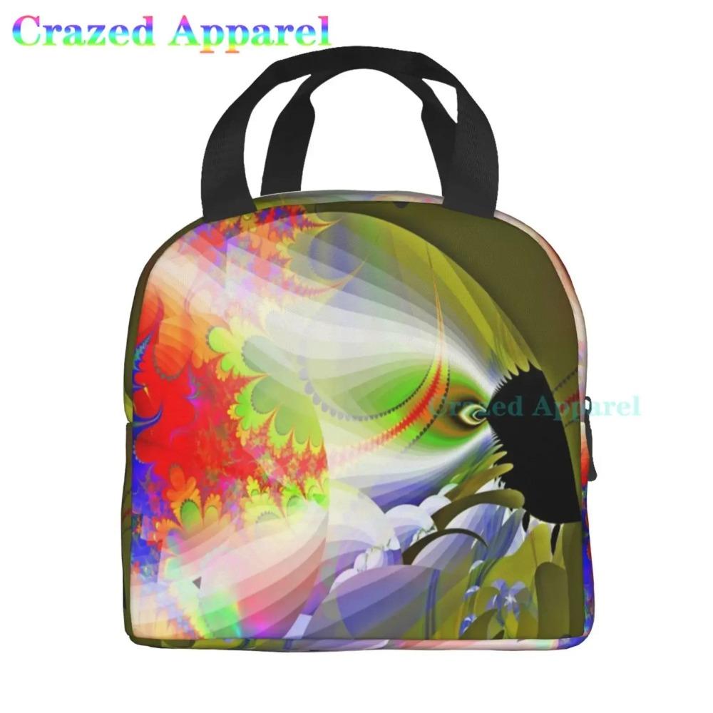 Большая сумка для ланча с принтом попугаев на ветках, изолированный ланч-бокс для женщин и мужчин, портативный ланч-бокс для работы, пикника, пляжа