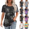 Футболки для женщин, плиссированные, с круглым вырезом, нарядные, повседневные, блузки с принтом, с коротким рукавом, летние топы, свободный крой