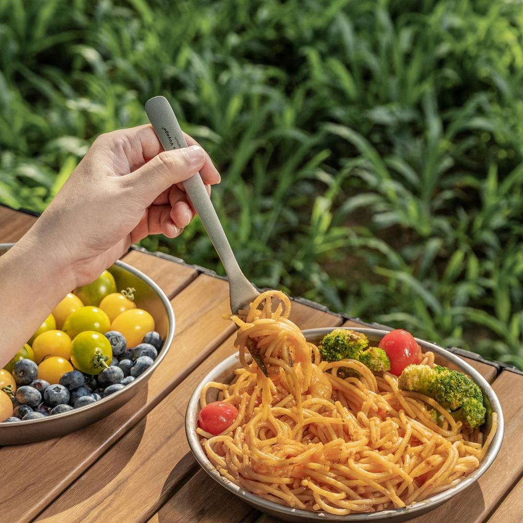 Boundless Voyage Titanium Cutlery and and Perfect for Solo and Outdoor Includes Storage Bag Spoon and Fork Ti1070T Set, Spoon, Fork, Chopsticks,