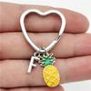 26 Letters Initial Pineapple Keychain Heart Keyring Pineapple Pendant Jewelry Fruit Charms Best Friends Keychain Gifts
