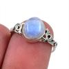 Natural Rainbow Moonstone Gemstone 925 Solid Sterling Silver Ring Size 5.5 p0Q56