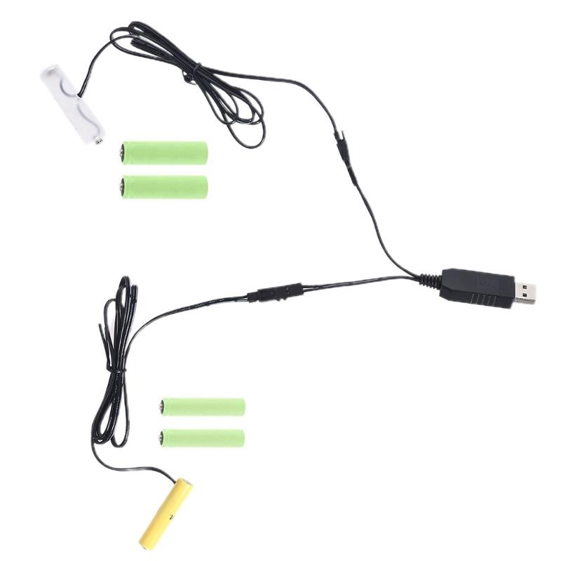 2-в-1 Устранитель батарей LR6 AA + LR3 AAA с адаптером питания от сети EU USB для радио, электрической игрушки, праздничных светодиодных огней