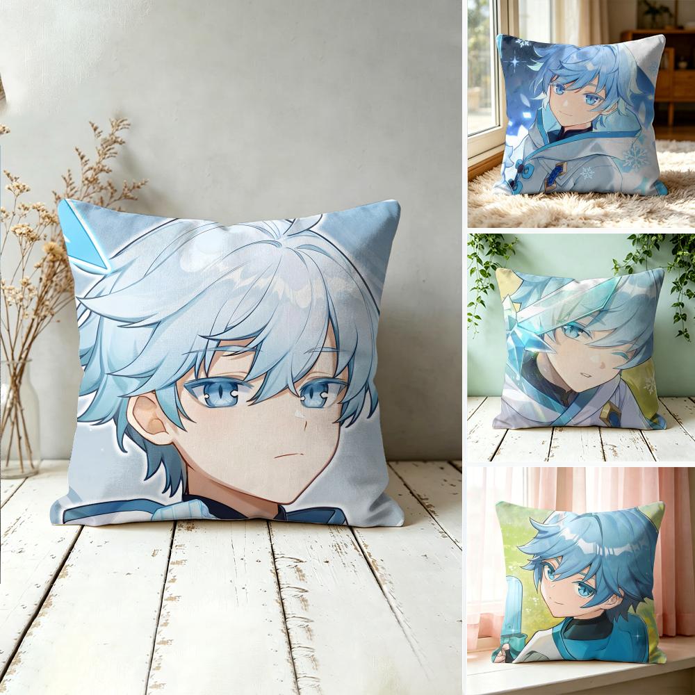 Chongyun Genshin Impact Cushion Cover Square Short Plush Pillow Case Living Room Sofa Home Decor Funda X