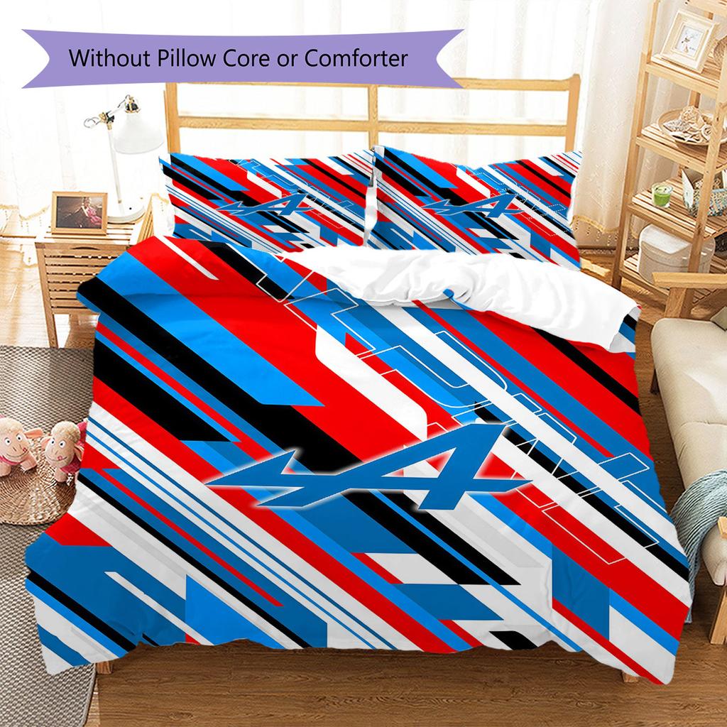 Alpine F1 Pattern Bedding,Quilt Set Quilt Cover Pillowcase Home Birthday Gift(1 * duvet cover + 2 * pillowcase, without core)