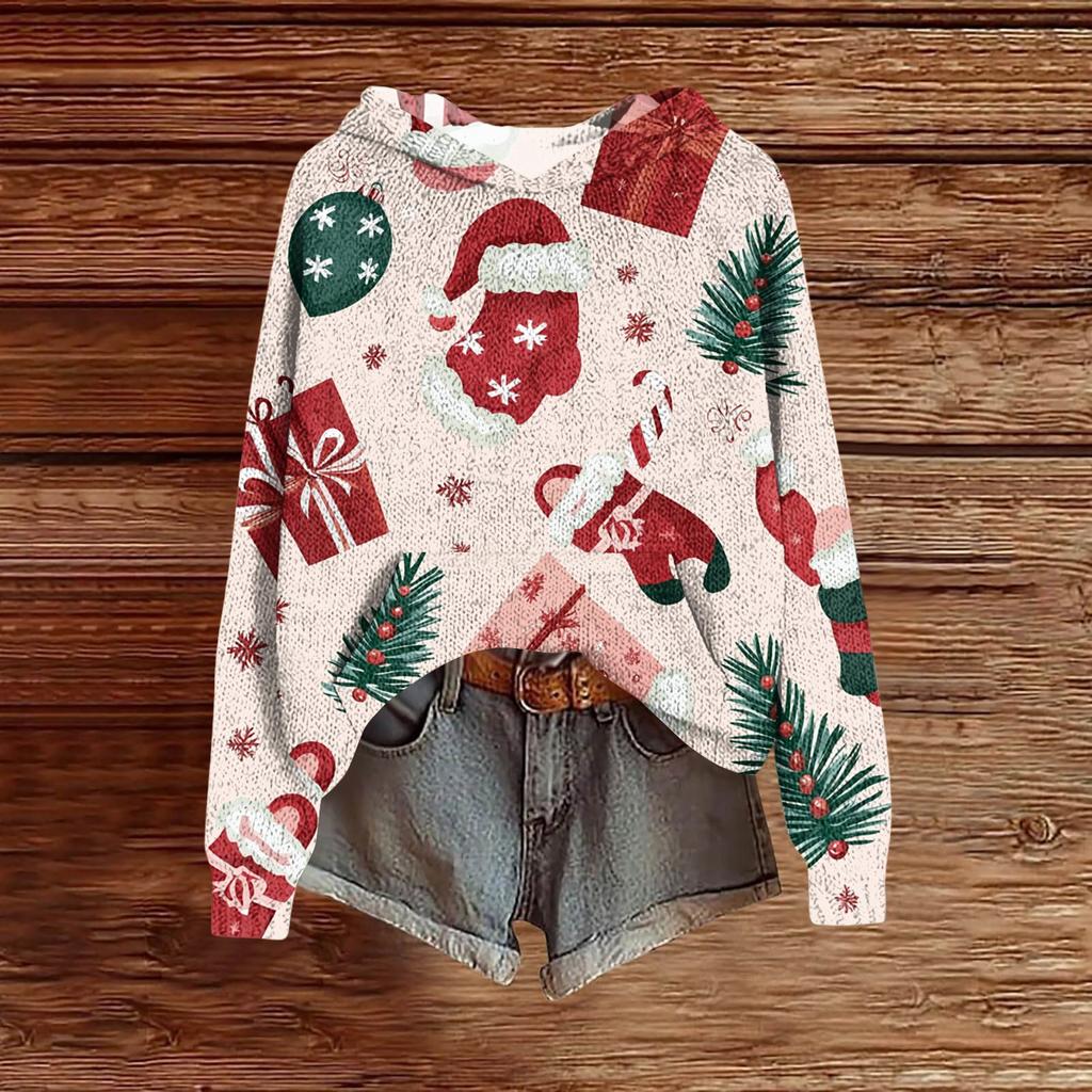 Женская модная повседневная толстовка с капюшоном и длинными рукавами с принтом