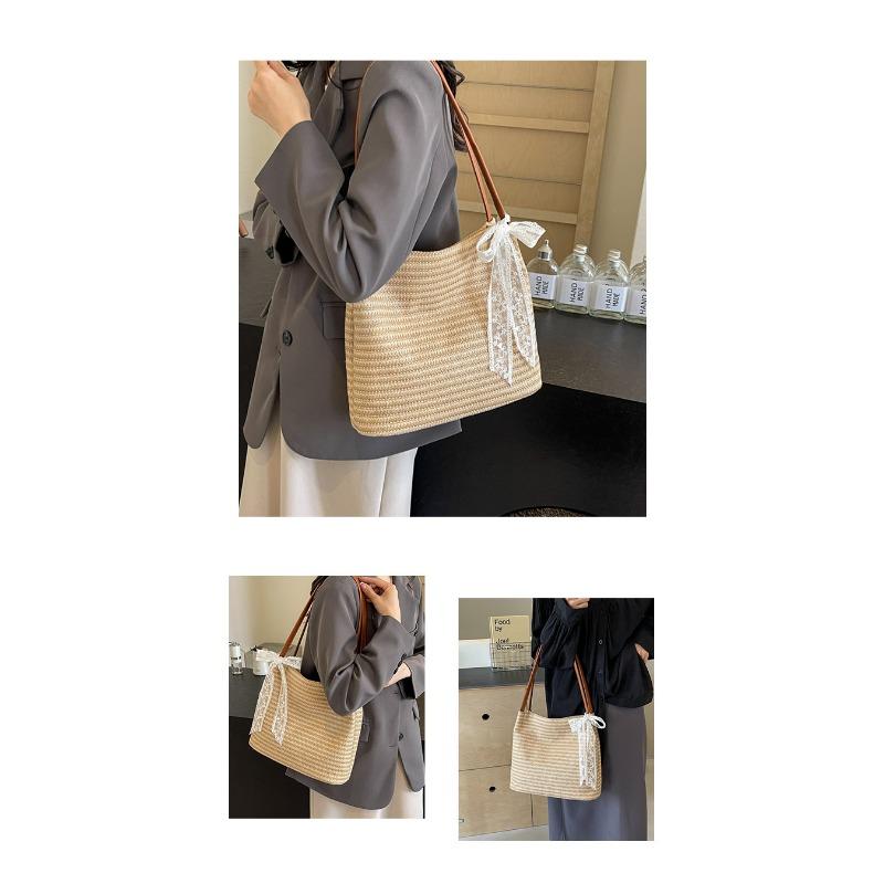 Женская тканая сумка из травы, новая летняя повседневная сумка через плечо в корейском стиле, пляжная сумка большой вместимости, универсальная сумка для поездок на работу