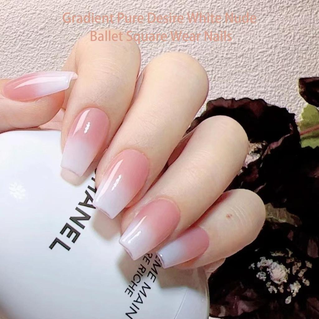 240 типсов/коробка Наклейки для ногтей Длинные Миндалевидные Накладные Ногти для Женщин Розовые и Белые Искусственные Ногти DIY Украшение для Нейл-арта