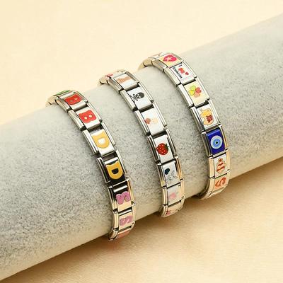 Итальянский съемный эластичный браслет из титановой стали с печатными узорами