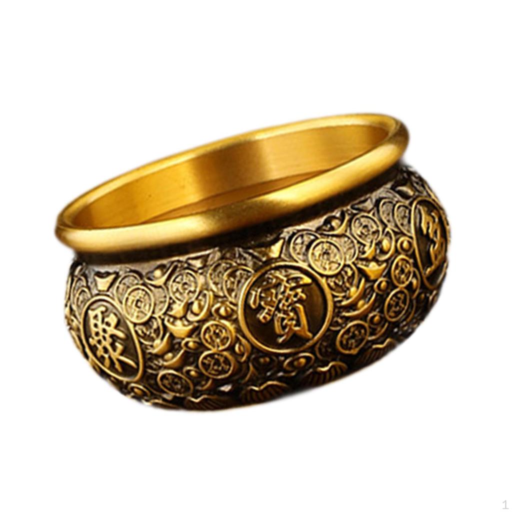 Chinese Treasure Bowl Cornucopia Brass Decorative Desktop Ornament, Table Centerpiece for Desk