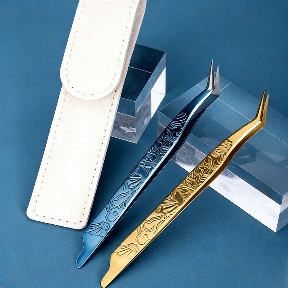 Anti-static Curved Stickers Tweezers High Precision Eyelash Curler Extensions Grafting