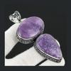 Lepidolite Gemstone Handmade 925 Sterling Silver Jewelry Pendant Double Stone Antique Pendant Natural Lepidolite Gemstone Pendant For Gifts