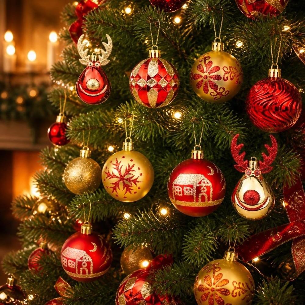 22Pcs/Set 6CM Christmas Ball Shiny Xmas Baubles Durable Christmas Pendant Decorations Storefront