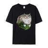 Fun Cat Pattern Print T-shirt Summer Retro Kawaii Men's and Women's Surfing Beach T-shirt Breathable Casual Top