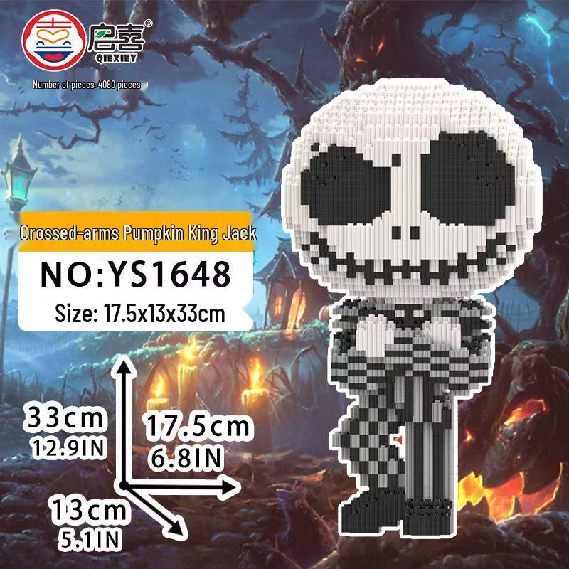 Cross-Border Halloween Jack-O'-Lantern Building Blocks: Ghost & Pumpkin Educational Toy for Kids and Adults