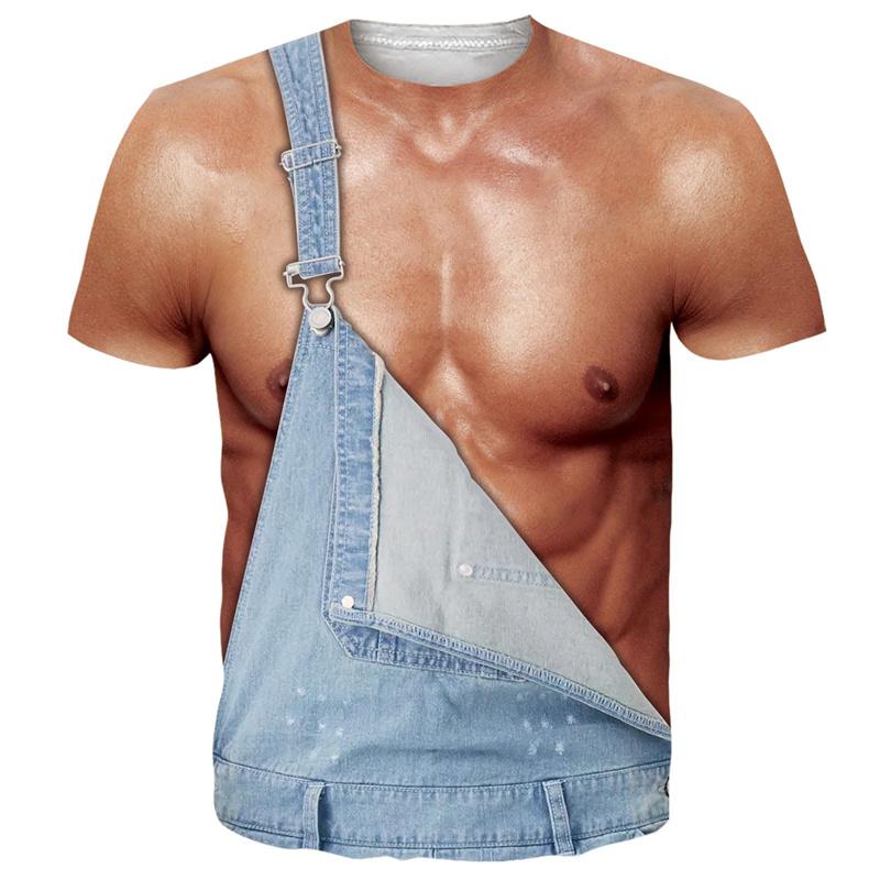 Funny Hairy Chest Graphic T Shirt Men 3d Printed Muscle Fake Abs Short Sleeve T-shirt Summer Spring Cosplay Costume Tee Shirts