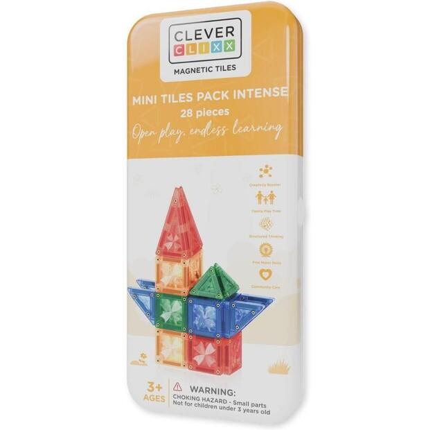 Конструктор магнитный Cleverclixx Mini Tiles Pack Intense, 28 деталей