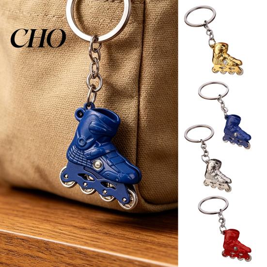 Keychain Gift Zinc Alloy Pendant, 3D Simulated Roller Skate Shape Multi-color Accessory Key Ring, Multiple Colors Practical Hanging Metal Plated