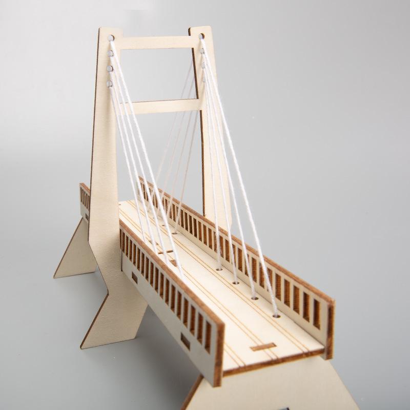 DIY Wooden Cable-Stayed Bridge STEM Assembly Kit Physics Structure Science Experiment Educational Engineering Teaching Model
