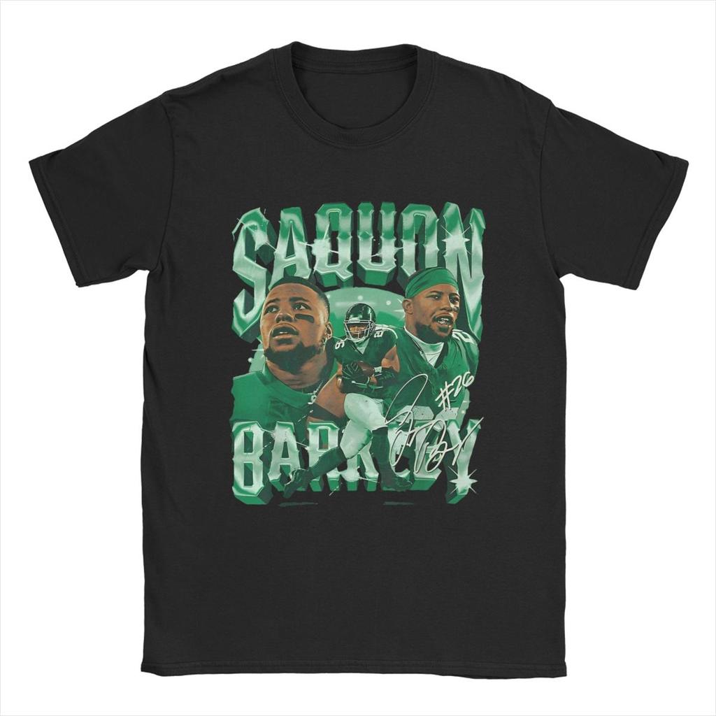 Saquon Barkley Fly The Reverse Hurdle T Shirt for Men 100% Cotton Funny T-Shirt Rugby Eagle Tees Short Sleeve Clothes Plus Size