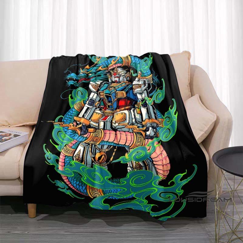 The Mobile Suit Gundam Cartoon Blanket Is Warm and Soft, Suitable for All Seasons, and Perfect for Home, Travel, and Picnics.
