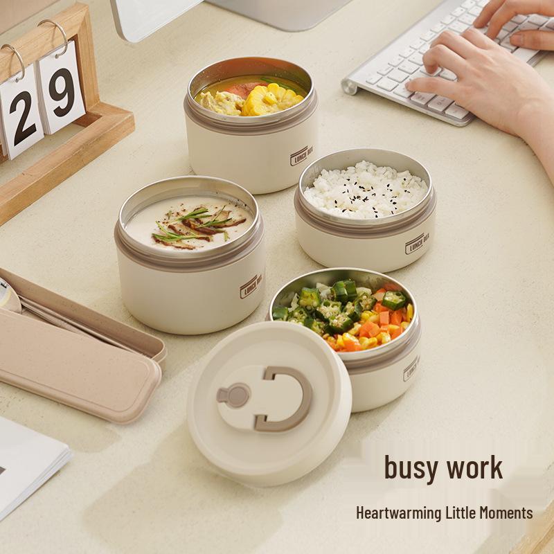 Многослойный ланч-бокс из нержавеющей стали 304 с суповой миской - Портативный и с термоизоляцией