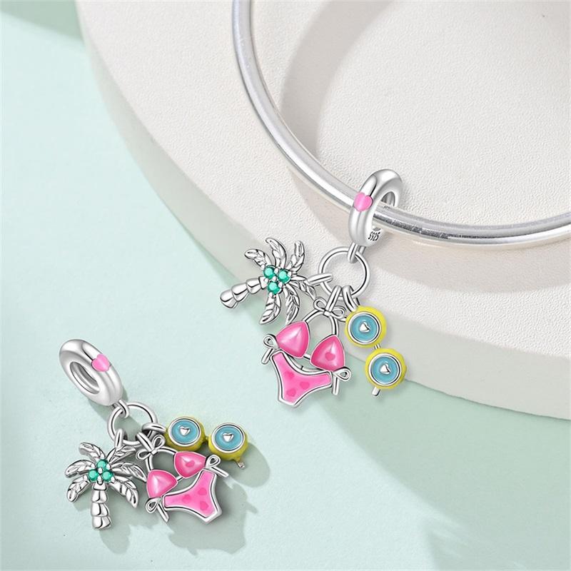 925 Silver Ocean Princess Magic Mirror Princess Rose Princess Charms Pendants Fit DIY Bracelets Party Jewelry