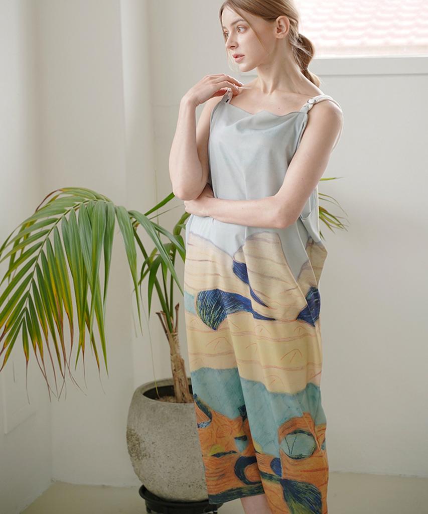 Платье с принтом Raub Lounge Wear_Синее