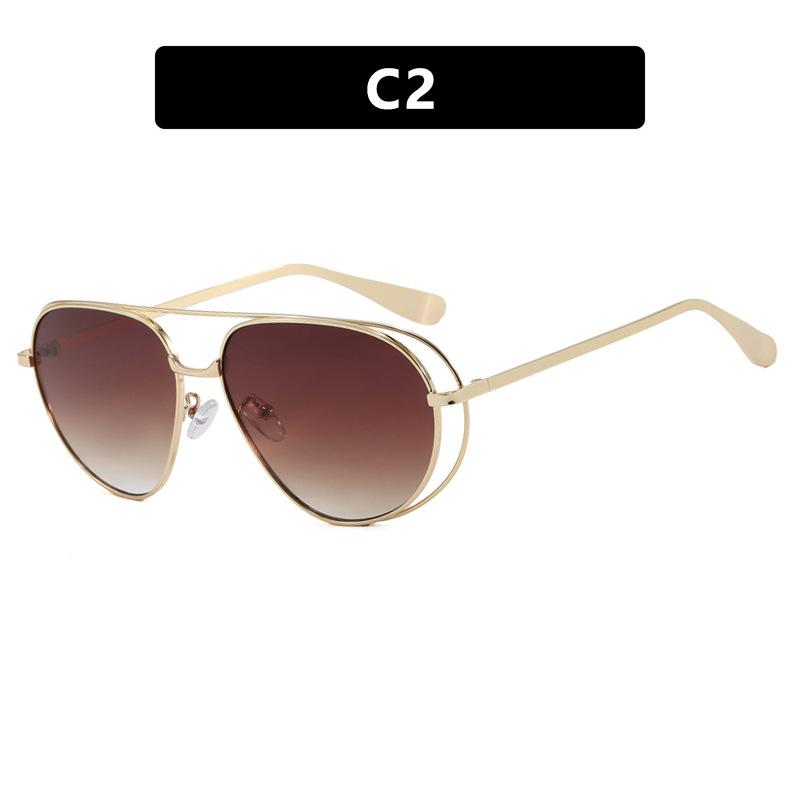 Hot Sale Sunshade Hollow Glasses Metal Frame Oversized UV400 Protection Colorful Lens Fashionable Sunglasses for Unisex