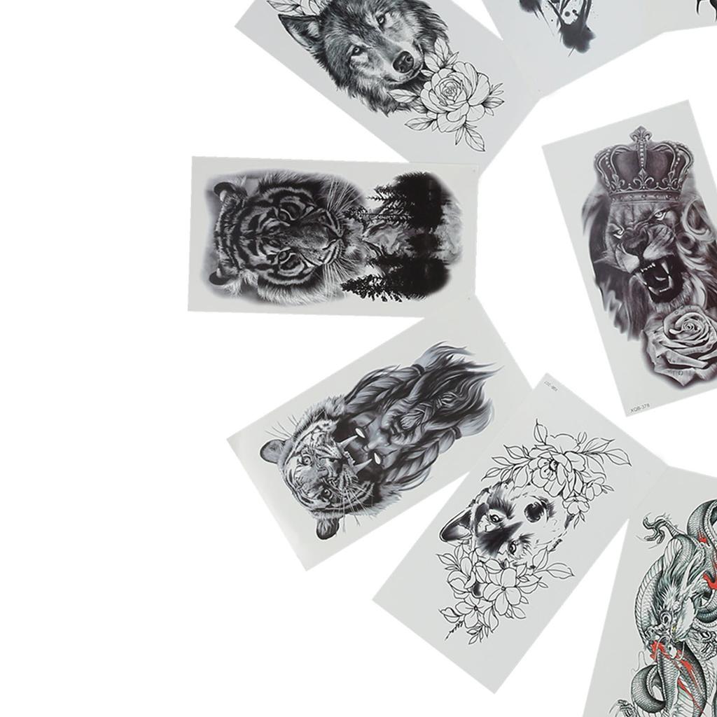 16 листов Временная тату-наклейка с животным узором для мужчин, водостойкий аксессуар