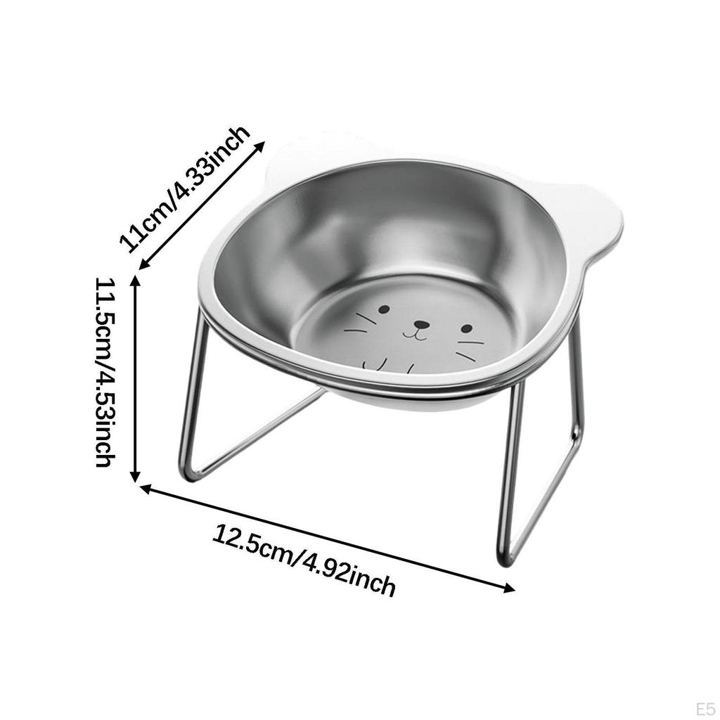 Raised Cat Bowl Dog Water Food Anti Slip 15° Tilted Stable Elevated Pet Feeder with Stand for