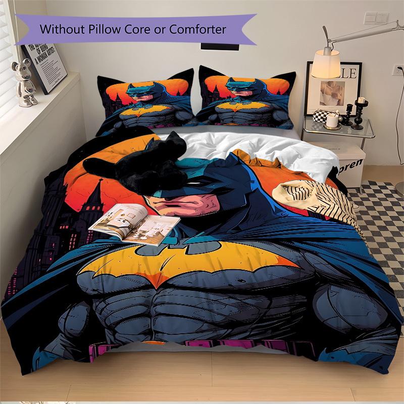 3pcs Batman Cover Set,Soft Comfortable Duvet Cover,Guest Room (1*Duvet Cover + 2*Pillowcases, Without Core) yy251024104